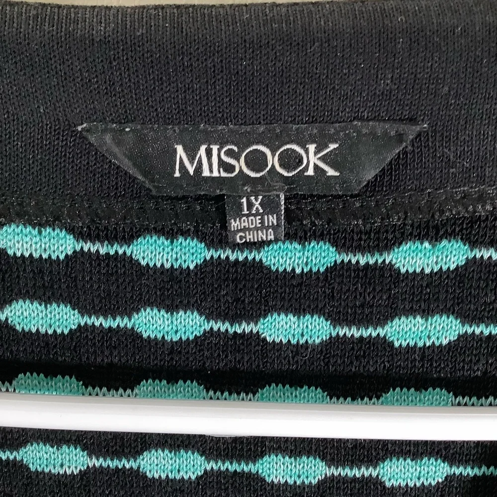 Misook Black and Teal Knit Cardigan Sweater - Picture 6 of 8